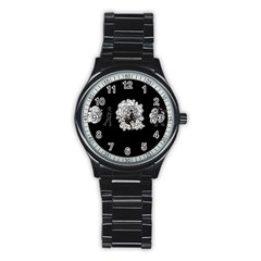 Drawing  Stainless Steel Round Watch