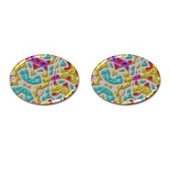 3d Shapes On A Grey Background                                   Cufflinks (oval) by LalyLauraFLM