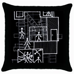 Drawing Throw Pillow Case (black)