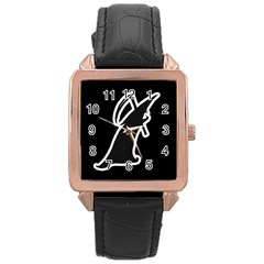 Drawing Rose Gold Leather Watch 