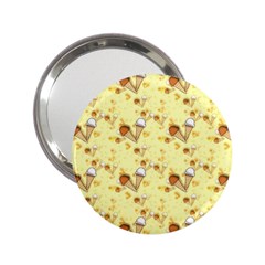 Funny Sunny Ice Cream Cone Cornet Yellow Pattern  2 25  Handbag Mirrors by yoursparklingshop