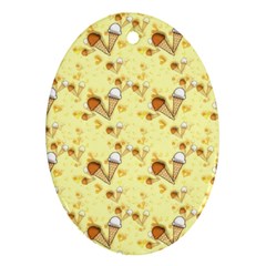 Funny Sunny Ice Cream Cone Cornet Yellow Pattern  Oval Ornament (two Sides) by yoursparklingshop