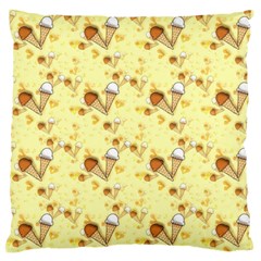 Funny Sunny Ice Cream Cone Cornet Yellow Pattern  Large Cushion Case (one Side) by yoursparklingshop