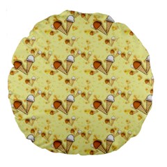 Funny Sunny Ice Cream Cone Cornet Yellow Pattern  Large 18  Premium Round Cushions by yoursparklingshop