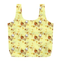 Funny Sunny Ice Cream Cone Cornet Yellow Pattern  Full Print Recycle Bags (l)  by yoursparklingshop