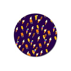 Ice Cream Cone Cornet Blue Summer Season Food Funny Pattern Magnet 3  (round) by yoursparklingshop