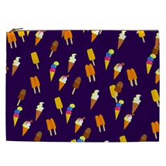 Ice Cream Cone Cornet Blue Summer Season Food Funny Pattern Cosmetic Bag (xxl)  by yoursparklingshop