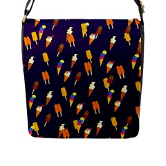 Ice Cream Cone Cornet Blue Summer Season Food Funny Pattern Flap Messenger Bag (l)  by yoursparklingshop