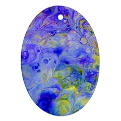 Abstract Blue Texture Pattern Oval Ornament (two Sides) by Simbadda