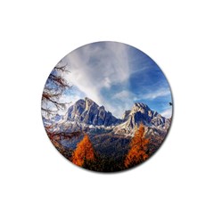 Dolomites Mountains Italy Alpine Rubber Round Coaster (4 Pack)  by Simbadda