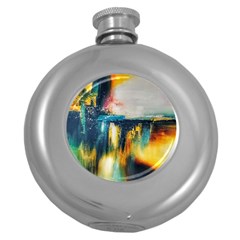 Art Painting Abstract Yangon Round Hip Flask (5 Oz)