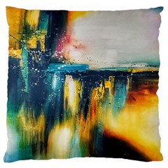 Art Painting Abstract Yangon Large Cushion Case (one Side) by Simbadda