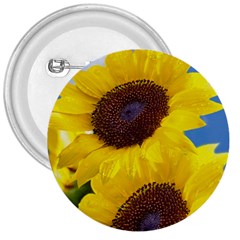 Sunflower Floral Yellow Blue Sky Flowers Photography 3  Buttons by yoursparklingshop