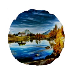 Dolomites Mountains Italy Alpin Standard 15  Premium Flano Round Cushions by Simbadda