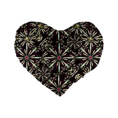 Dark Tropical Pattern Standard 16  Premium Flano Heart Shape Cushions by dflcprints