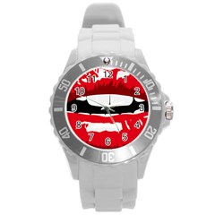 Sexy Lips Round Plastic Sport Watch (l) by StarvingArtisan