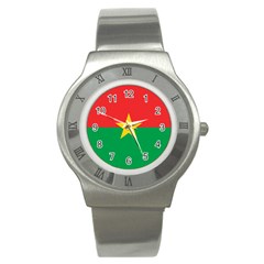 Flag Of Burkina Faso Stainless Steel Watch by abbeyz71