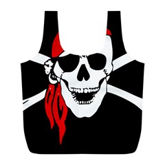 Pirate Skull Full Print Recycle Bags (l)  by StarvingArtisan