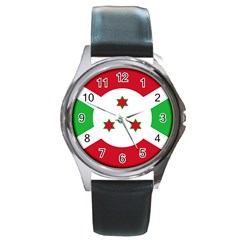 Flag of Burundi Round Metal Watch