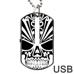 Tribal Sugar Skull Dog Tag Usb Flash (two Sides) by StarvingArtisan