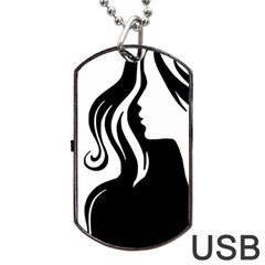 Long Haired Sexy Woman  Dog Tag Usb Flash (two Sides) by StarvingArtisan