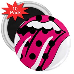 Pink Tongue 3  Magnets (10 Pack)  by StarvingArtisan