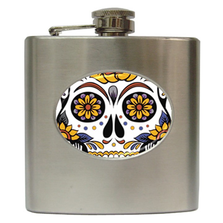 Sugar Skull Hip Flask (6 oz)