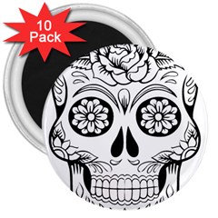 Sugar Skull 3  Magnets (10 Pack)  by StarvingArtisan
