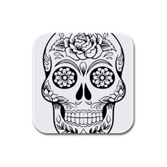 Sugar Skull Rubber Square Coaster (4 Pack)  by StarvingArtisan