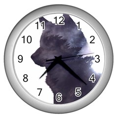 Black Wolf  Wall Clocks (silver)  by StarvingArtisan