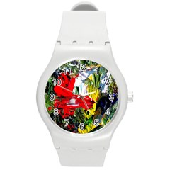 Bow Of Scorpio Before A Butterfly 2 Round Plastic Sport Watch (m) by bestdesignintheworld