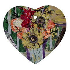Sunflowers And Lamp Heart Ornament (two Sides) by bestdesignintheworld
