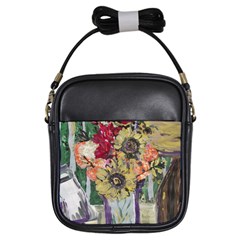 Sunflowers And Lamp Girls Sling Bags by bestdesignintheworld