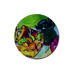 Still Life With A Pigy Bank Rubber Coaster (round)  by bestdesignintheworld