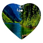 Beautiful Nature Lake Heart Ornament (Two Sides) Back