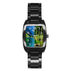 Beautiful Nature Lake Stainless Steel Barrel Watch by Modern2018