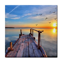 Sunset Lake Beautiful Nature Tile Coasters by Modern2018