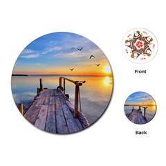 Sunset Lake Beautiful Nature Playing Cards (round)  by Modern2018