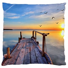 Sunset Lake Beautiful Nature Large Cushion Case (one Side) by Modern2018