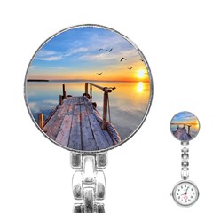 Sunset Lake Beautiful Nature Stainless Steel Nurses Watch by Modern2018