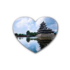 Beautiful Pagoda On Lake Nature Wallpaper Rubber Coaster (heart) 