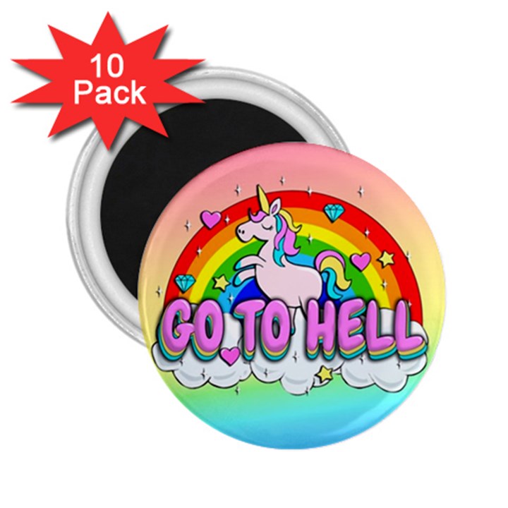 Go to Hell - Unicorn 2.25  Magnets (10 pack) 