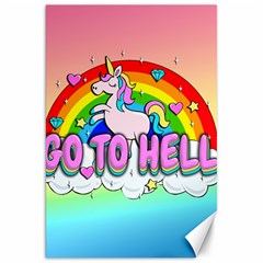 Go To Hell - Unicorn Canvas 20  X 30   by Valentinaart