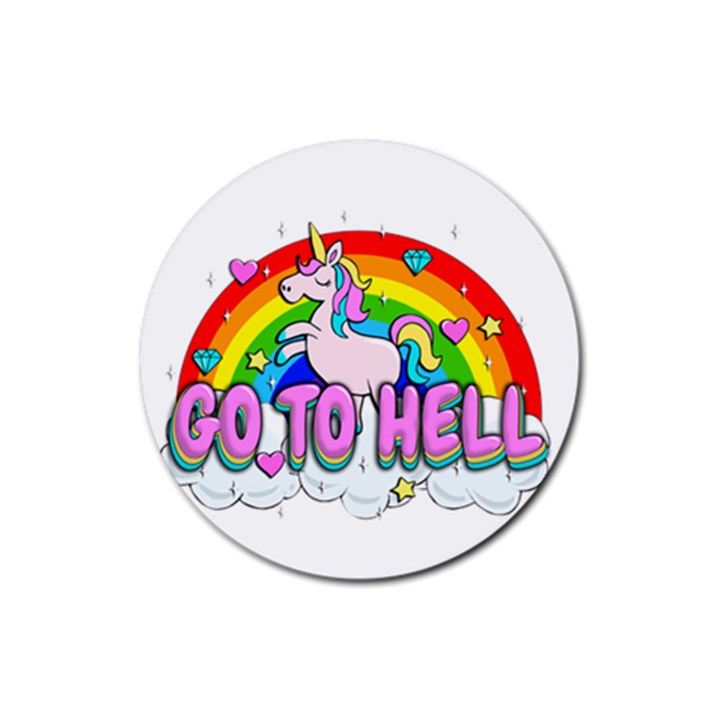 Go to Hell - Unicorn Rubber Round Coaster (4 pack) 