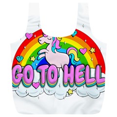 Go To Hell - Unicorn Full Print Recycle Bags (l)  by Valentinaart