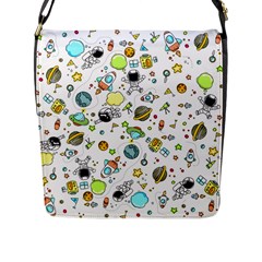 Space Pattern Flap Messenger Bag (l)  by Valentinaart