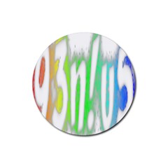 Genius Funny Typography Bright Rainbow Colors Rubber Coaster (round)  by yoursparklingshop