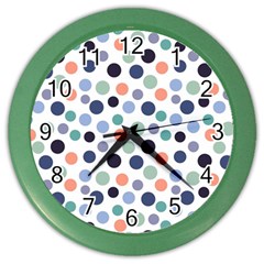 Dotted Pattern Background Blue Color Wall Clocks