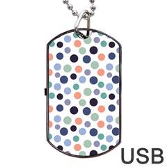 Dotted Pattern Background Blue Dog Tag Usb Flash (two Sides) by Modern2018