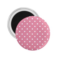 Pink Polka Dot Background 2 25  Magnets by Modern2018